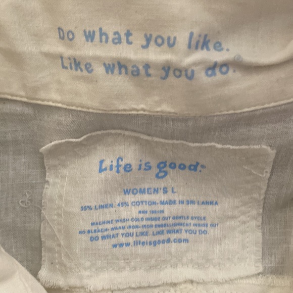 Life is Good Embroidered Linen Shirt - Picture 6 of 9